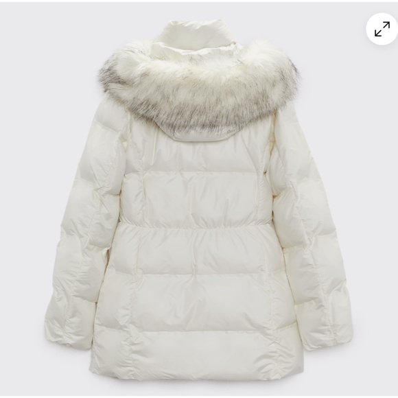 ZARA ecru removable hood water and wind protection puffer winter coat NWOT - Picture 16 of 16